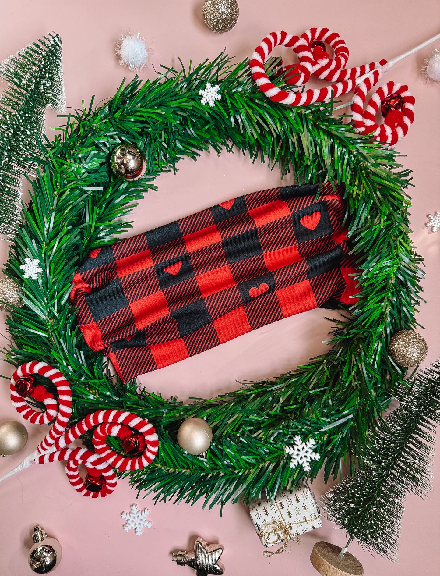 Season of Love Buffalo Plaid - Rib Knit Bandeau Band Headband