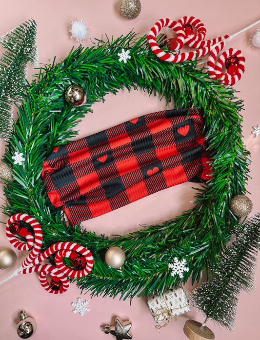 Season of Love Buffalo Plaid - Rib Knit Bandeau Band Headband