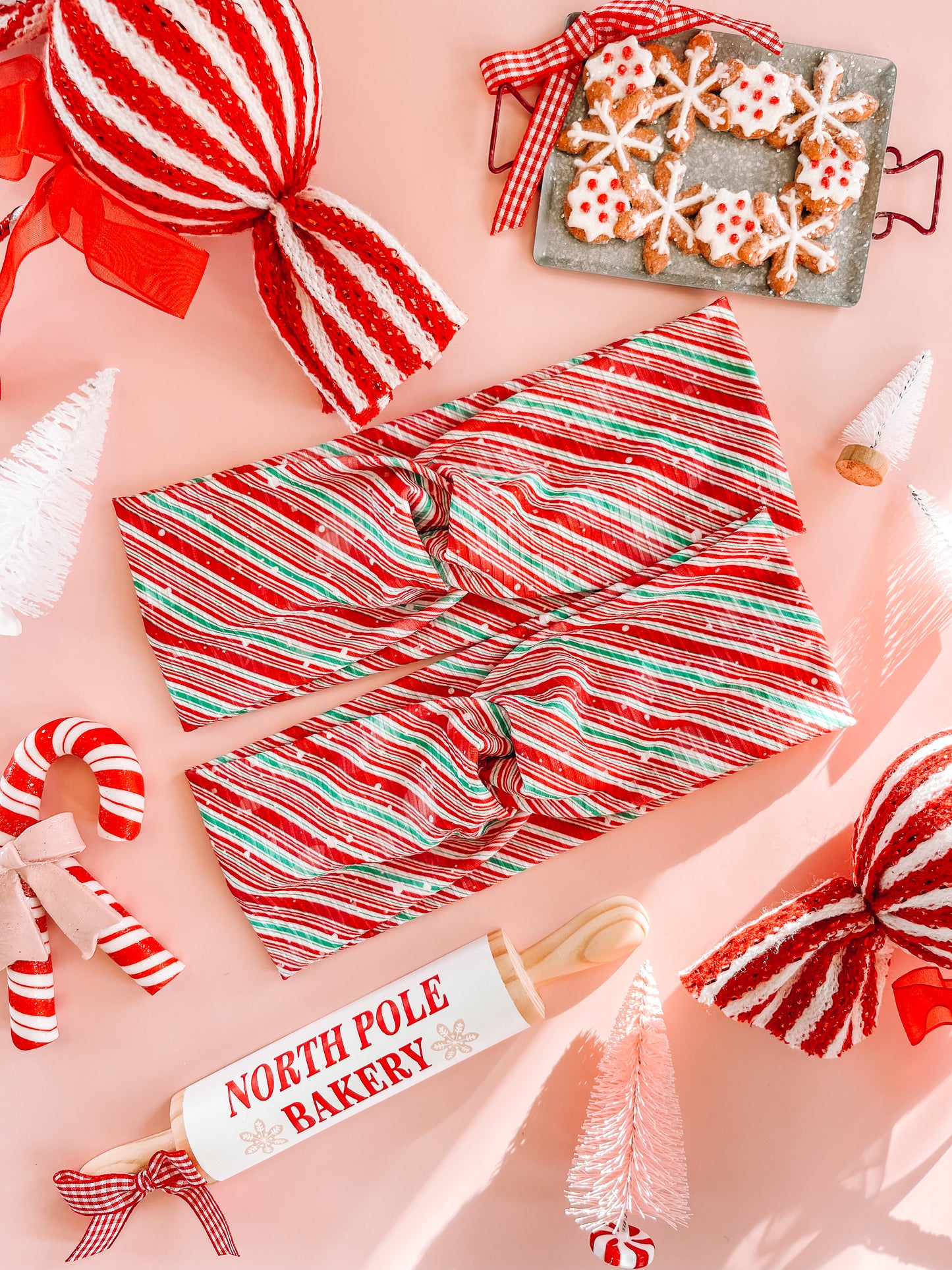 Candy Cane Lane - Rib Knit Faux Knot Headband