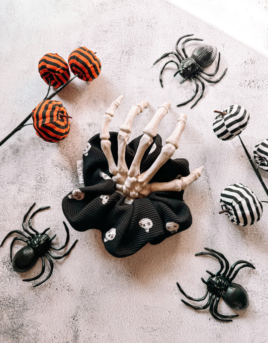 Spooky Scary Skeletons - Thick Ribbed Knit Scrunchie