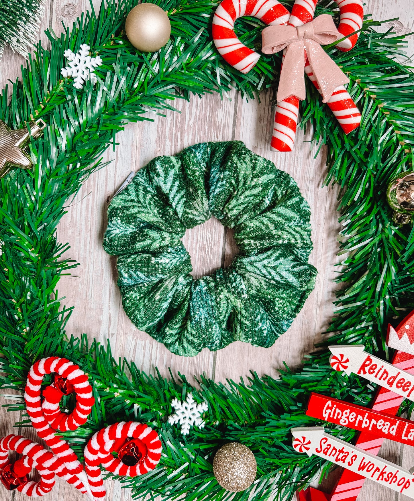 Evergreen Forest - Brushed Waffle Knit Fabric Scrunchie