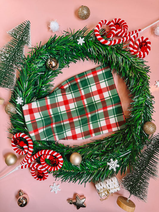 Mistletoe Plaid - Rib Knit Bandeau Band Headband