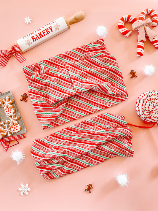 Candy Cane Lane - RIB Knit Bandeau Band Headband