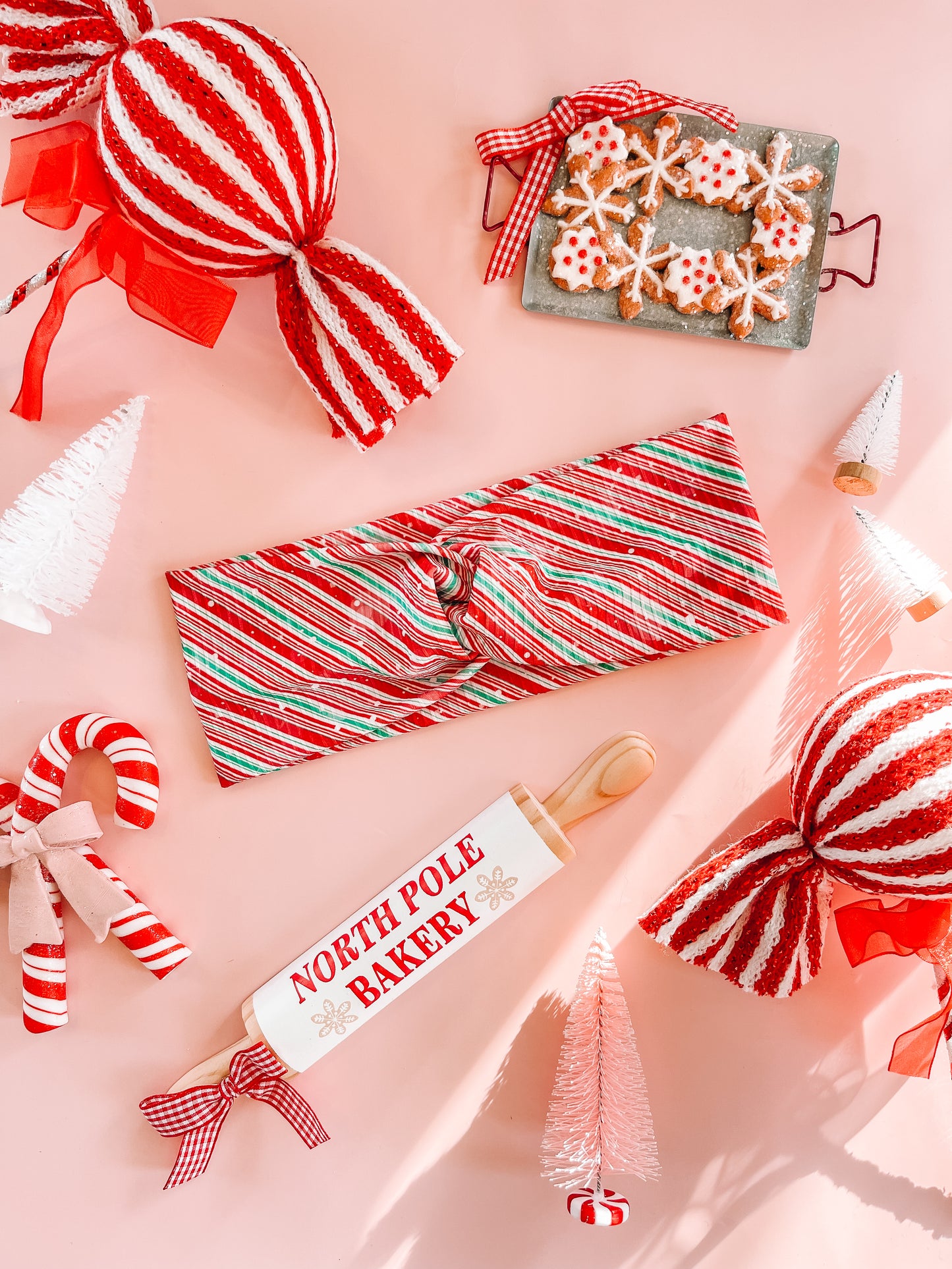 Candy Cane Lane - Rib Knit Faux Knot Headband