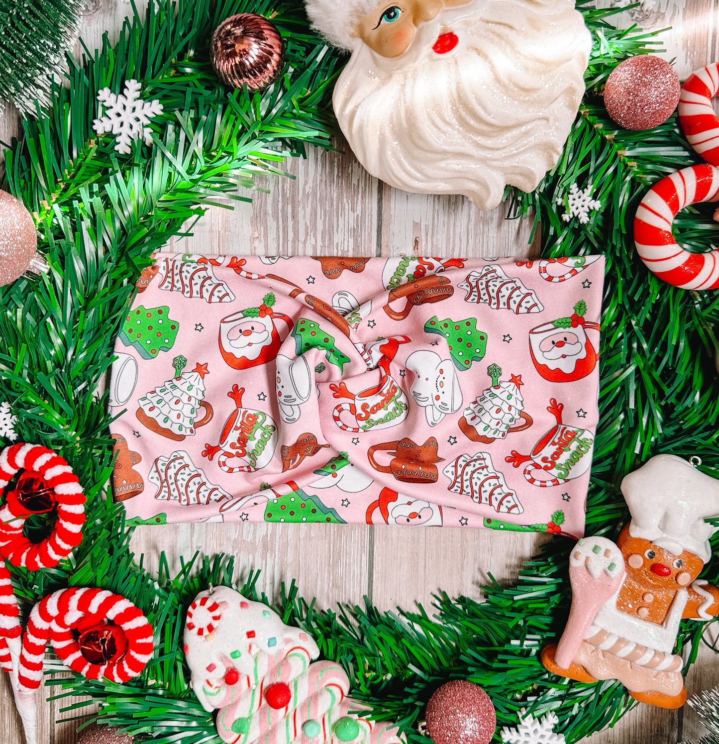 EXTRA WIDE: Santa Snacks - Faux Knot Headband