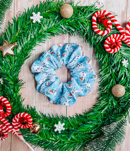 Happy Snowman - Bullet Fabric Scrunchie