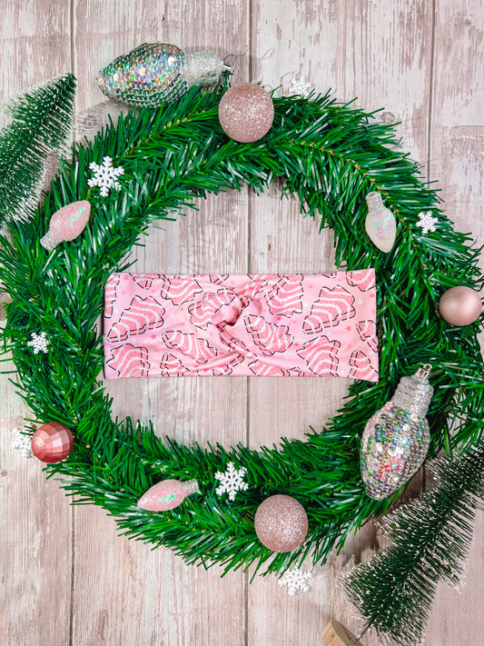 Pink Christmas Tree Cakes - Faux Knot Headband
