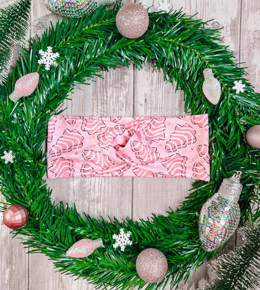 Pink Christmas Tree Cakes - Faux Knot Headband