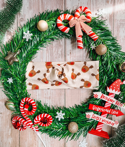 Reindeer Games - Rib Knit Faux Knot Headband