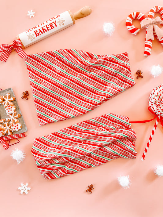 Candy Cane Lane - RIB Knit Bandeau Band Headband