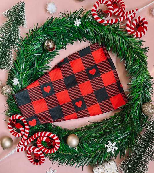 Season of Love Buffalo Plaid - Rib Knit Bandeau Band Headband