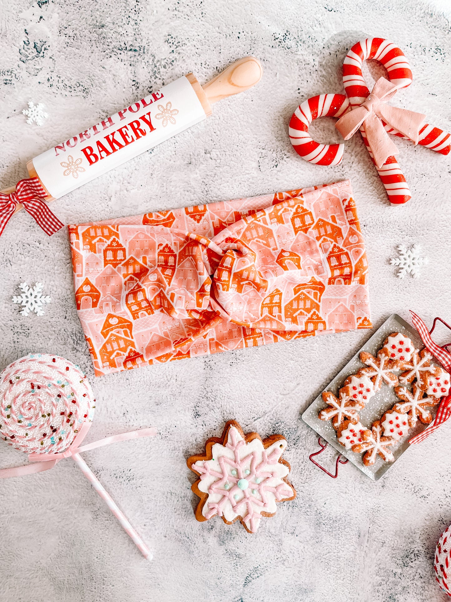 EXTRA WIDE: Gingerbread Townhouses - Faux Knot Headband