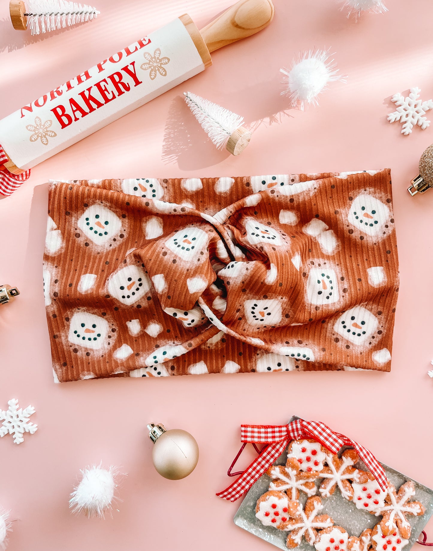 EXTRA WIDE: Merry Marshmallows- RIB Knit Faux Knot Headband