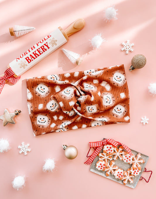 EXTRA WIDE: Merry Marshmallows- RIB Knit Faux Knot Headband