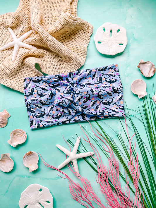 EXTRA WIDE: Orca Floral - Faux Knot Headband