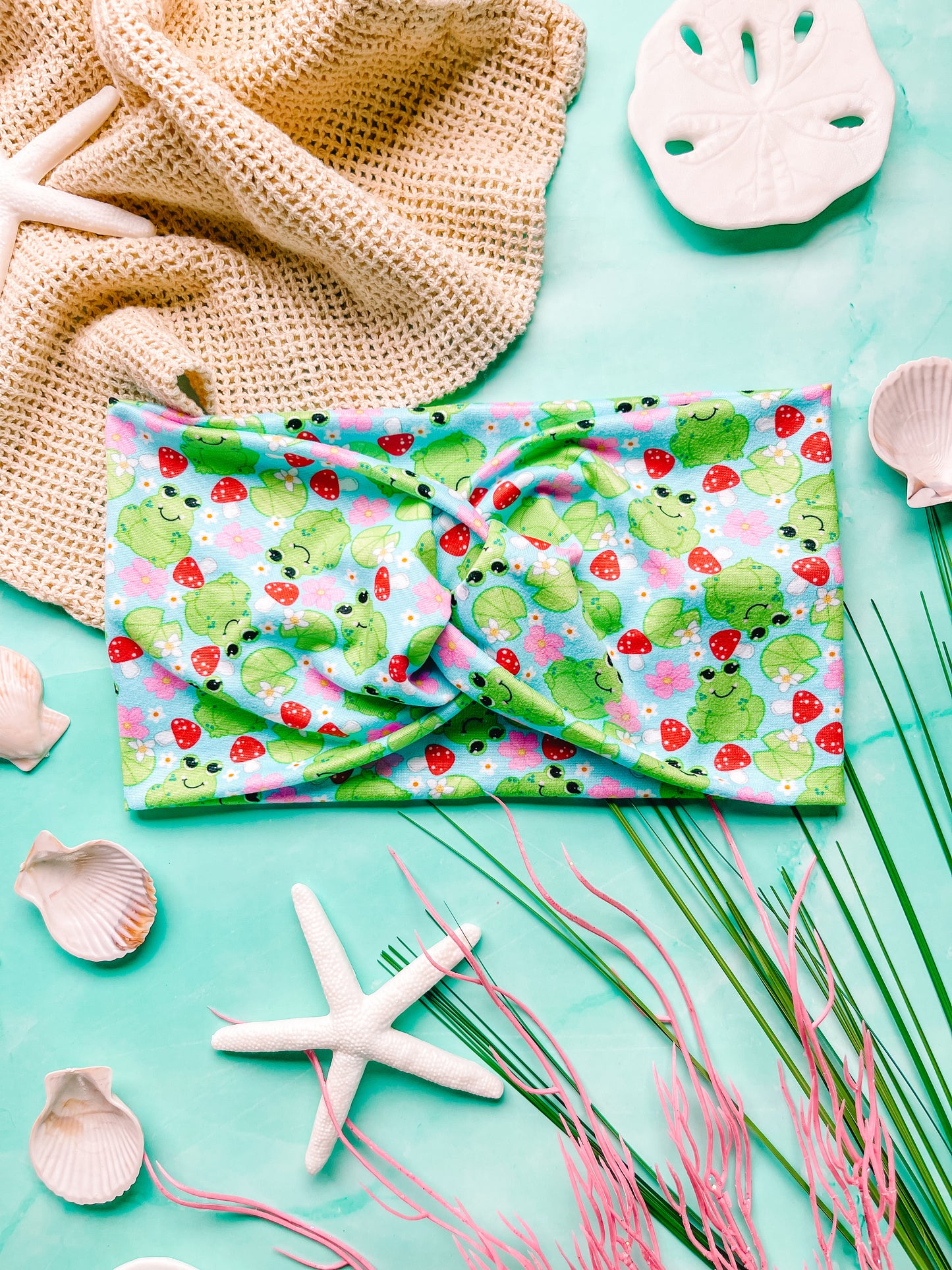 EXTRA WIDE: Friendly Frogs - Faux Knot Headband