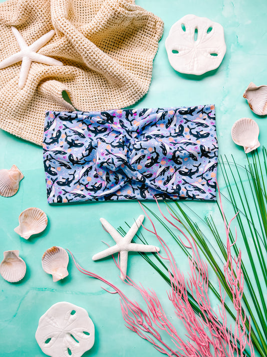 EXTRA WIDE: Orca Floral - Faux Knot Headband