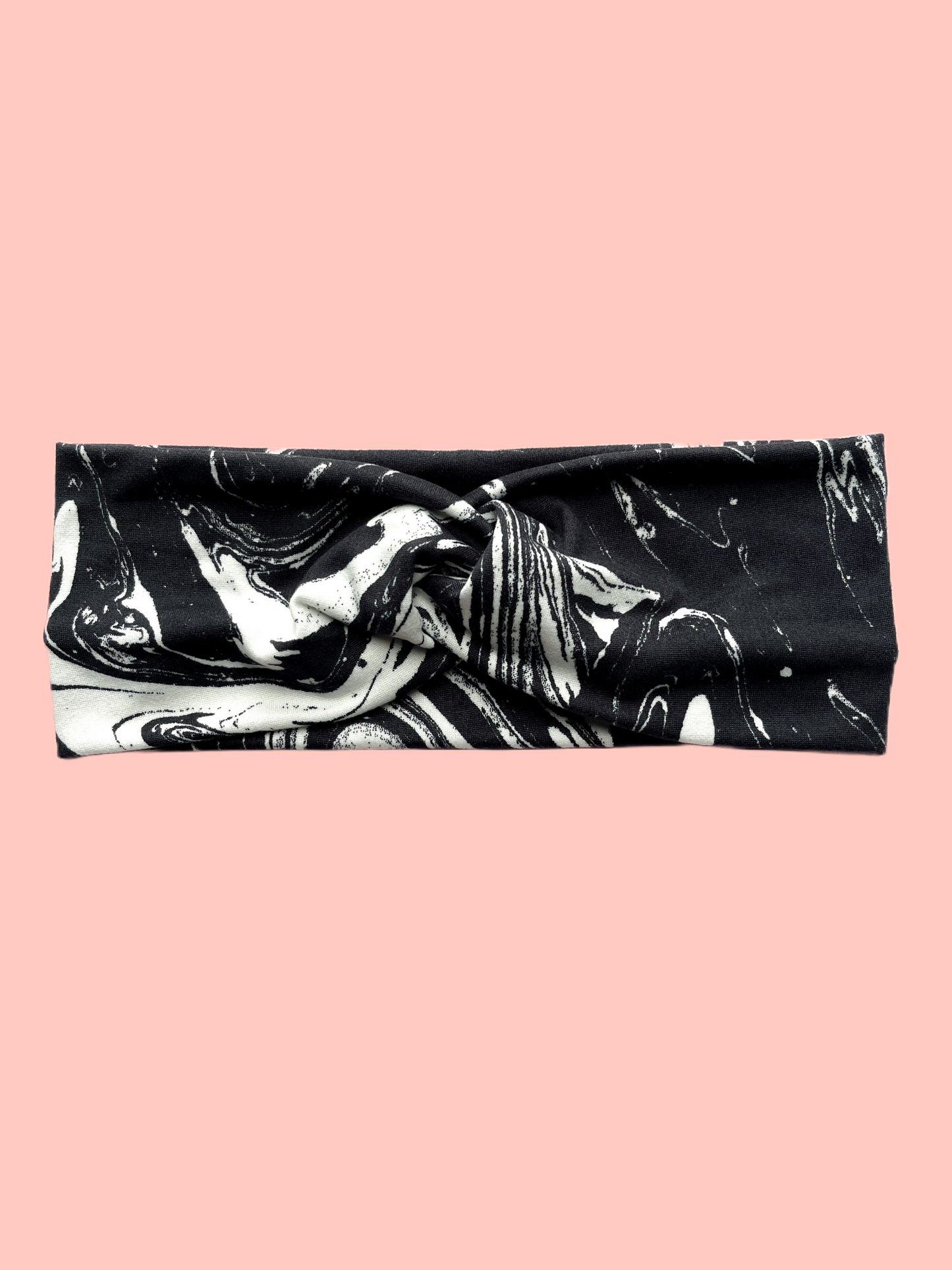 Black Marble Swirl - Faux Knot Headband